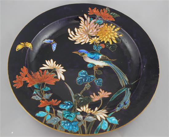 A Theodore Deck (1823-91) faience charger, post 1874, 42cm